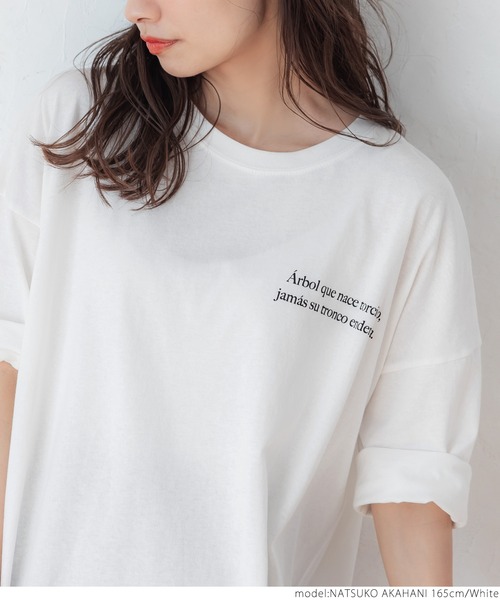 coca（coca）（コカ）の「バックプリントビッグTEE（Tシャツ/カットソー・レディース・ホワイト/ブラック・ONE SIZE）」の4枚目の写真