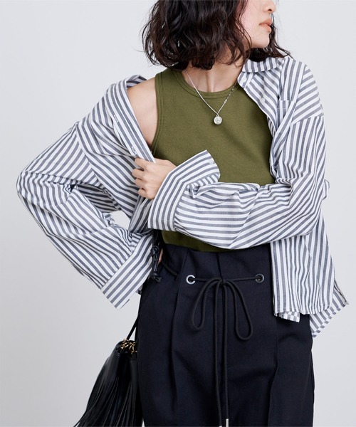 UR'S（ユアーズ）の「ｱﾒﾘｶﾝｽﾘｰﾌﾞﾀﾝｸﾄｯﾌﾟ（タンクトップ・レディース・ホワイト/ブラック/カーキ/オレンジ・S/M/L）」の15枚目の写真