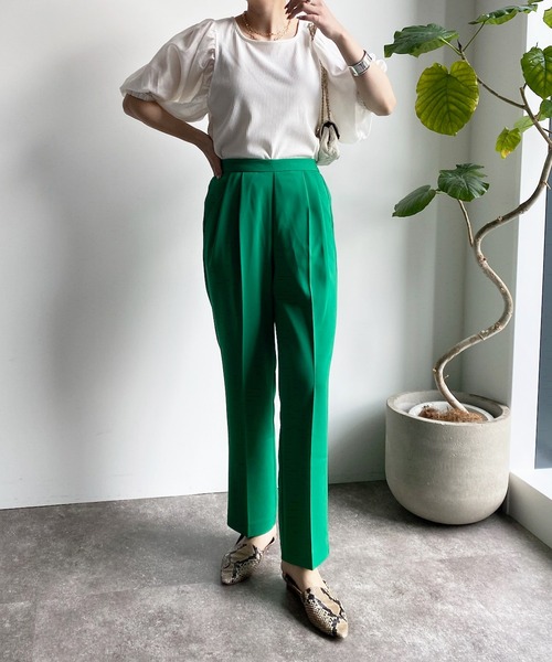 DouDou(ドゥドゥ)の「センタープレスソフトテーパードパンツ(その他パンツ・レディース・ブラック/グリーン/グレイッシュベージュ・38/36)」の21枚目の写真