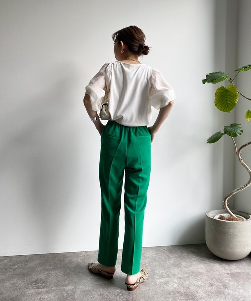 DouDou(ドゥドゥ)の「センタープレスソフトテーパードパンツ(その他パンツ・レディース・ブラック/グリーン/グレイッシュベージュ・38/36)」の12枚目の写真