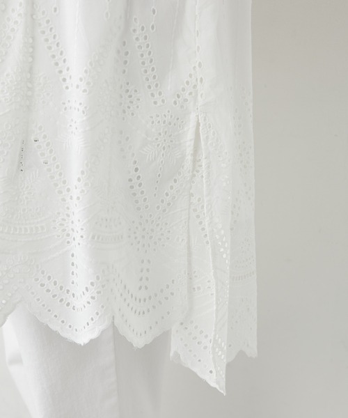 PUAL CE CIN(ピュアルセシン)の「スカラップレース前後差チュニック(シャツ/ブラウス・レディース・ホワイト/ブラック・FREE)」の12枚目の写真