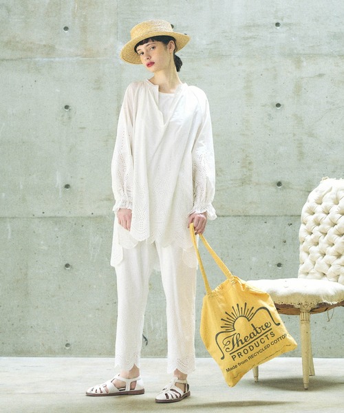 PUAL CE CIN(ピュアルセシン)の「スカラップレース前後差チュニック(シャツ/ブラウス・レディース・ホワイト/ブラック・FREE)」の9枚目の写真