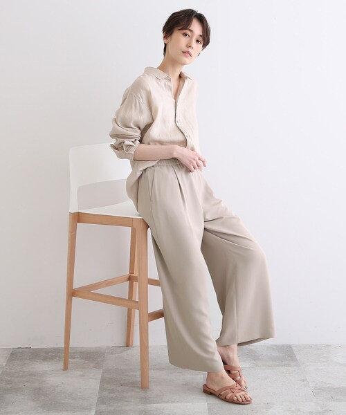 INDIVI（インディヴィ）の「◆【洗える/ウエストゴム/春カラー】タックワイドプルオンパンツ（その他パンツ・レディース・チャコールグレー/ブラック/ベージュ/ライトグリーン系/ピンク系/ブルー系5・40/38/42/36/34/03/05/12/15 /13/17/19）」の3枚目の写真