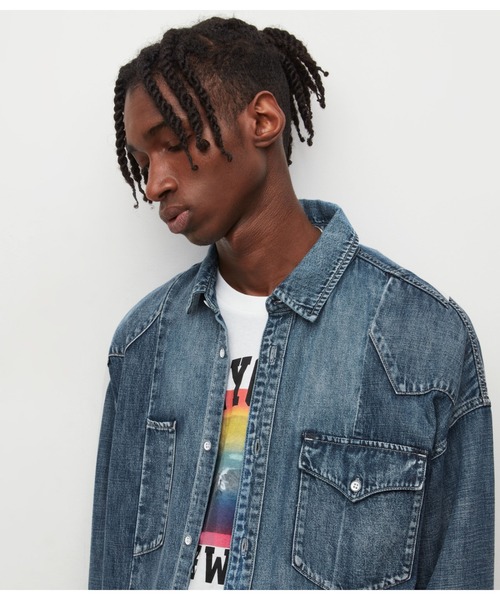 ALLSAINTS（オールセインツ）の「LATE DENIM PATCHWORK SHIRT | LATE デニム パッチワーク シャツ（シャツ/ブラウス・メンズ・インディゴブルー・S/XS/M）」の2枚目の写真