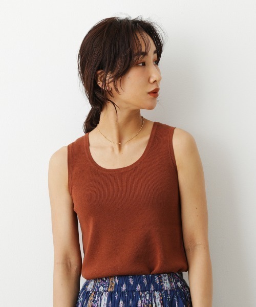 RODEO CROWNS WIDE BOWL（ロデオクラウンズワイドボウル）の「ニットノースリーブトップス（タンクトップ・レディース・ブラウン/ブラック/アイボリー・FREE）」の3枚目の写真