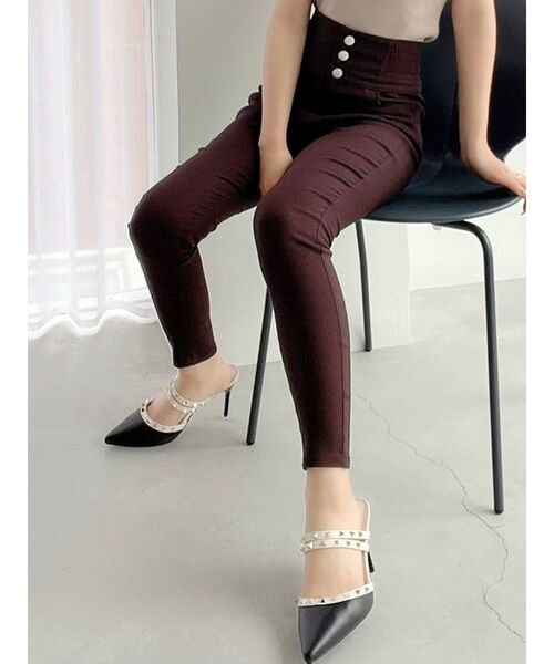 RESEXXY（リゼクシー）の「シャーリングスキニーパンツ（その他パンツ・レディース・ブラック/マスタード/ブラウン・FREE）」の3枚目の写真