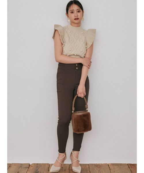 RESEXXY（リゼクシー）の「シャーリングスキニーパンツ（その他パンツ・レディース・ブラック/マスタード/ブラウン・FREE）」の4枚目の写真