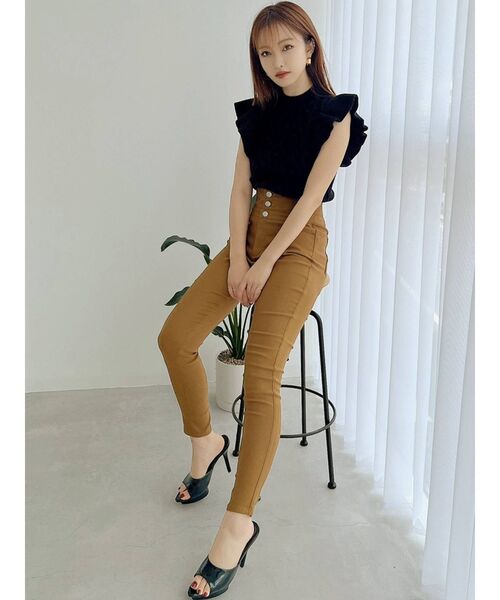 RESEXXY（リゼクシー）の「シャーリングスキニーパンツ（その他パンツ・レディース・ブラック/マスタード/ブラウン・FREE）」の9枚目の写真