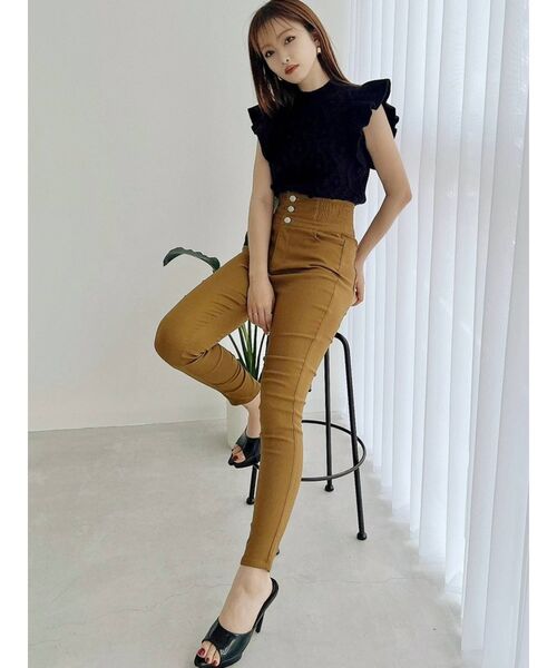 RESEXXY（リゼクシー）の「シャーリングスキニーパンツ（その他パンツ・レディース・ブラック/マスタード/ブラウン・FREE）」の12枚目の写真