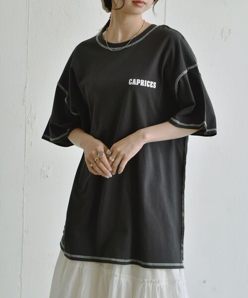 RETRO GIRL（レトロガール）の「配色ステッチBIGTee（Tシャツ/カットソー・レディース・ライトグリーン/ホワイト/ダークグレー・FREE）」の3枚目の写真