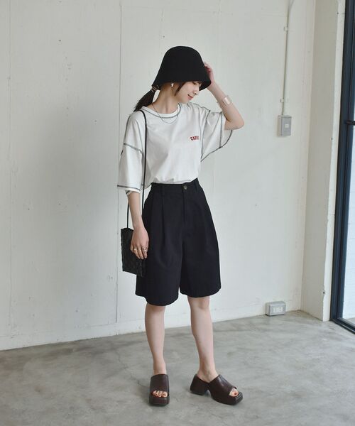 RETRO GIRL（レトロガール）の「配色ステッチBIGTee（Tシャツ/カットソー・レディース・ライトグリーン/ホワイト/ダークグレー・FREE）」の7枚目の写真