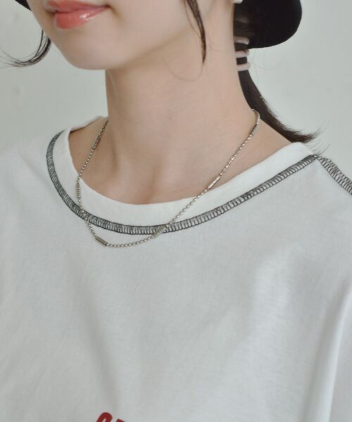 RETRO GIRL（レトロガール）の「配色ステッチBIGTee（Tシャツ/カットソー・レディース・ライトグリーン/ホワイト/ダークグレー・FREE）」の14枚目の写真