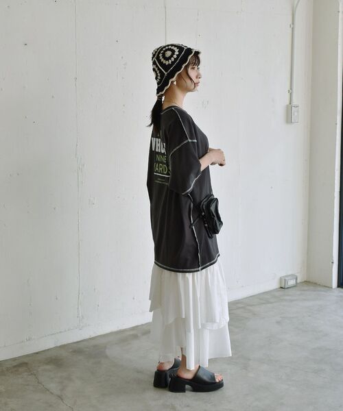 RETRO GIRL（レトロガール）の「配色ステッチBIGTee（Tシャツ/カットソー・レディース・ライトグリーン/ホワイト/ダークグレー・FREE）」の20枚目の写真