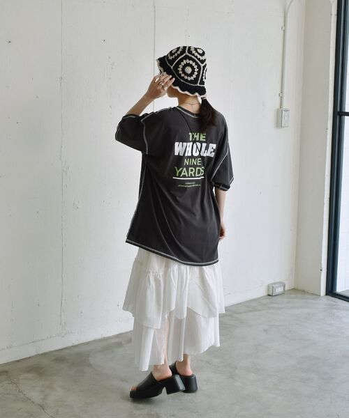 RETRO GIRL（レトロガール）の「配色ステッチBIGTee（Tシャツ/カットソー・レディース・ライトグリーン/ホワイト/ダークグレー・FREE）」の21枚目の写真