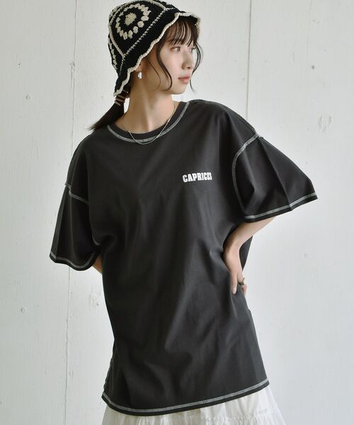 RETRO GIRL（レトロガール）の「配色ステッチBIGTee（Tシャツ/カットソー・レディース・ライトグリーン/ホワイト/ダークグレー・FREE）」の22枚目の写真