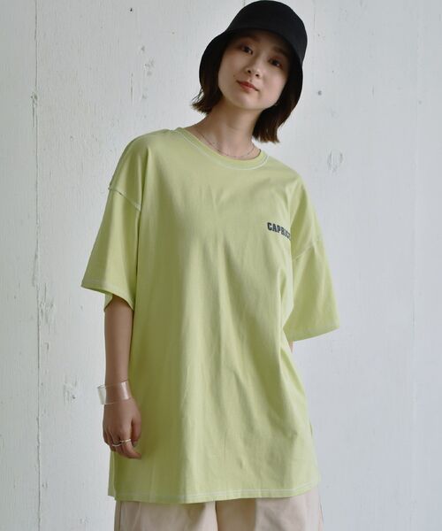 RETRO GIRL（レトロガール）の「配色ステッチBIGTee（Tシャツ/カットソー・レディース・ライトグリーン/ホワイト/ダークグレー・FREE）」の8枚目の写真