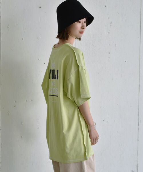 RETRO GIRL（レトロガール）の「配色ステッチBIGTee（Tシャツ/カットソー・レディース・ライトグリーン/ホワイト/ダークグレー・FREE）」の9枚目の写真