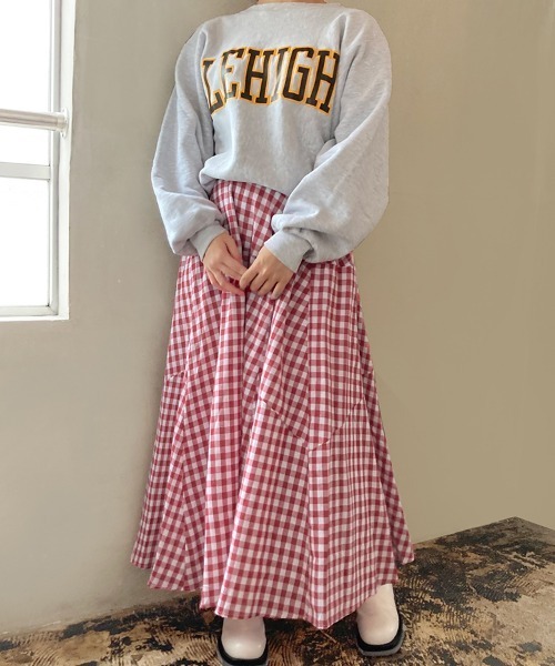 Doux Belle（ドゥーベル）の「ギンガムチェックマキシ丈スカート（スカート・レディース・グリーン/ブラウン/グレー/ブラック/レッド/ブルー・MEDIUM/LARGE）」の18枚目の写真