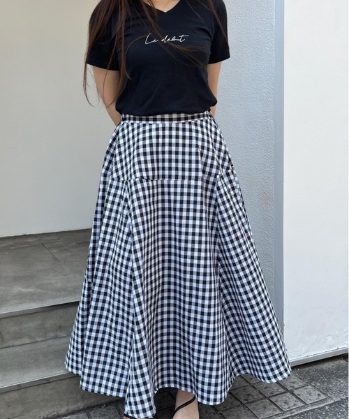 Doux Belle（ドゥーベル）の「ギンガムチェックマキシ丈スカート（スカート・レディース・グリーン/ブラウン/グレー/ブラック/レッド/ブルー・MEDIUM/LARGE）」の12枚目の写真