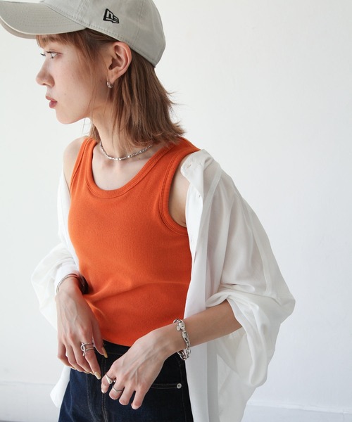 Chillfar（チルファー）の「アメリカンスリーブタンクトップ（タンクトップ・レディース・ホワイト/ブラック/ベージュ/ブラウン/オレンジ/グリーン・FREE）」の6枚目の写真