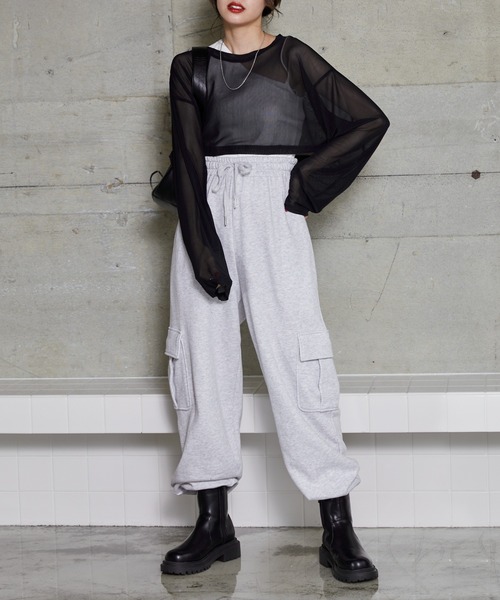 WEGO（ウィゴー）の「WEGO/スーパーショートメッシュセットT（Tシャツ/カットソー・レディース・ブラウン/ブラック・FREE）」の8枚目の写真