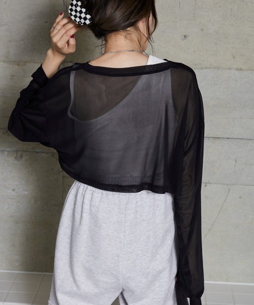 WEGO（ウィゴー）の「WEGO/スーパーショートメッシュセットT（Tシャツ/カットソー・レディース・ブラウン/ブラック・FREE）」の11枚目の写真