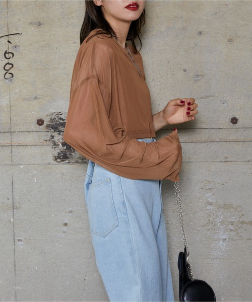 WEGO（ウィゴー）の「WEGO/スーパーショートメッシュセットT（Tシャツ/カットソー・レディース・ブラウン/ブラック・FREE）」の13枚目の写真