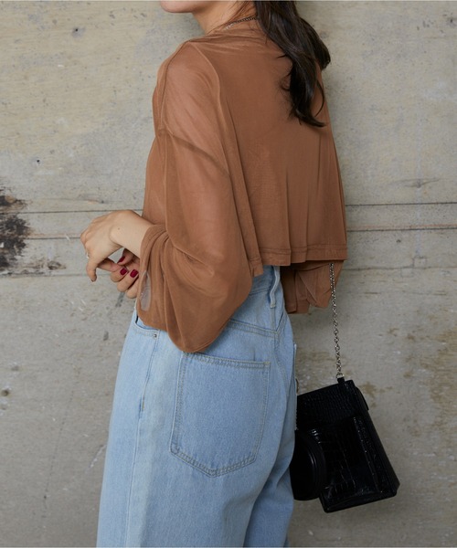 WEGO（ウィゴー）の「WEGO/スーパーショートメッシュセットT（Tシャツ/カットソー・レディース・ブラウン/ブラック・FREE）」の9枚目の写真