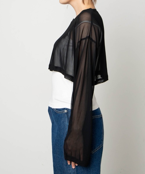 WEGO（ウィゴー）の「WEGO/スーパーショートメッシュセットT（Tシャツ/カットソー・レディース・ブラウン/ブラック・FREE）」の4枚目の写真