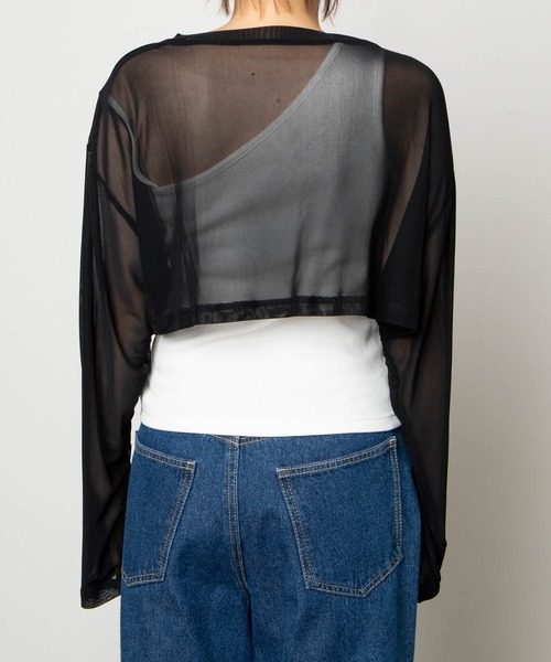 WEGO（ウィゴー）の「WEGO/スーパーショートメッシュセットT（Tシャツ/カットソー・レディース・ブラウン/ブラック・FREE）」の12枚目の写真