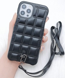 キルティング」に該当するスマホケース/カバー（ブラック/黒色系