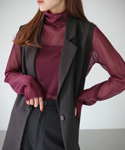 cheriella(シェリエラ)の「【cheriella】WEB限定フィンガーホールシアータートルニット 新色追加 WEB LIMITED FINGER HOLE SHEER TURTLE KNIT NEW COLOR(ニット/セーター・レディース・ブラック/ベージュ/カーキ/アイボリー/ワインレッド/ブルー/ライトグリーン/オフホワイト/ダークグリーン・M)」の9枚目の写真