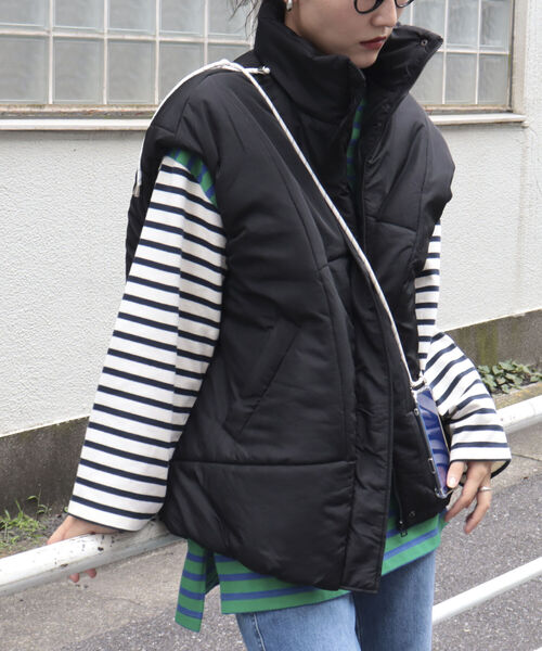 fredy emue(フレディエミュ)の「ハイネックエコダウンベスト(ダウンベスト・レディース・ブラック/ベージュ/オフホワイト・FREE)」の19枚目の写真