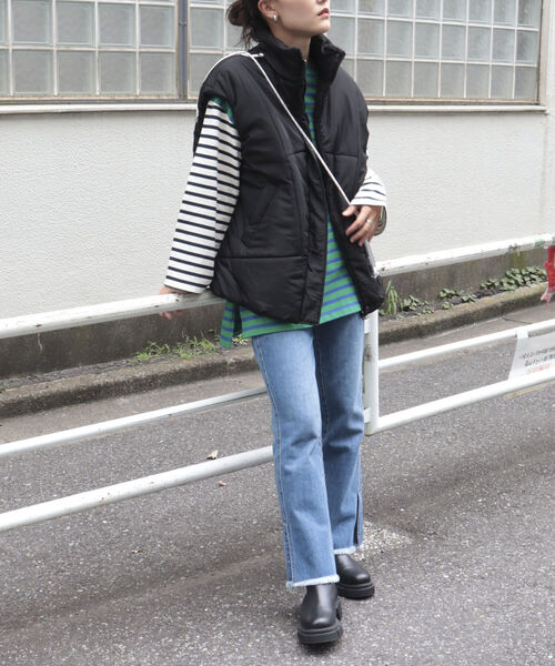 fredy emue(フレディエミュ)の「ハイネックエコダウンベスト(ダウンベスト・レディース・ブラック/ベージュ/オフホワイト・FREE)」の15枚目の写真