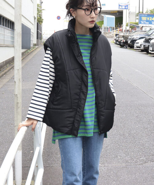 fredy emue(フレディエミュ)の「ハイネックエコダウンベスト(ダウンベスト・レディース・ブラック/ベージュ/オフホワイト・FREE)」の8枚目の写真