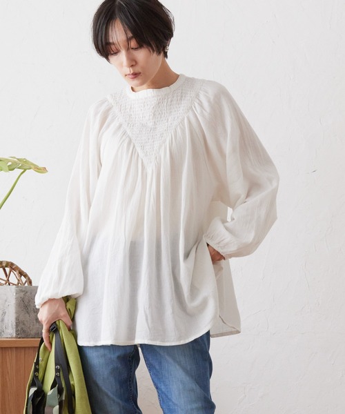 AMERICAN HOLIC（アメリカンホリック）の「楊柳ドビー刺繍ブラウス（シャツ/ブラウス・レディース・ブラック/オフホワイト・FREE）」の2枚目の写真