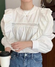 DAY CLOSET | レディース 長袖カットワークフリル切り替えブラウス(シャツ/ブラウス)