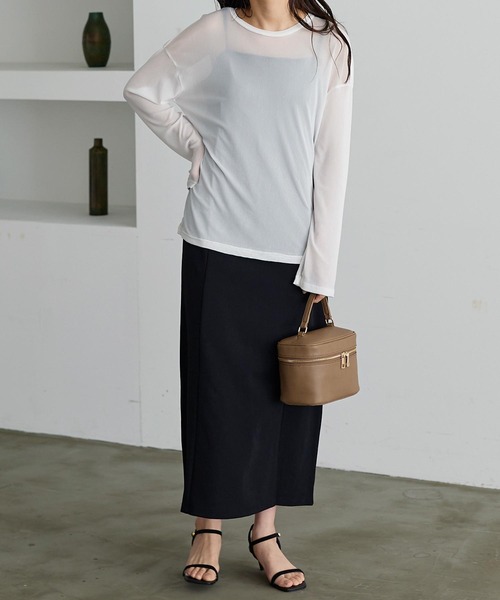 KOBE LETTUCE（コウベレタス）の「シアーカットソートップス（Tシャツ/カットソー・レディース・オフホワイト/ブラック/ベージュ・FREE）」の7枚目の写真