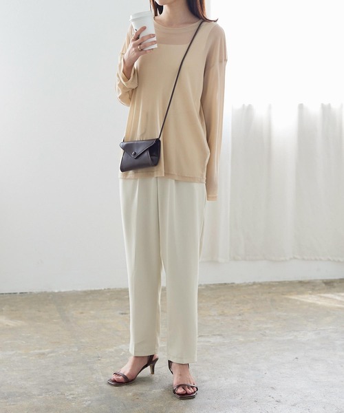 KOBE LETTUCE（コウベレタス）の「シアーカットソートップス（Tシャツ/カットソー・レディース・オフホワイト/ブラック/ベージュ・FREE）」の10枚目の写真