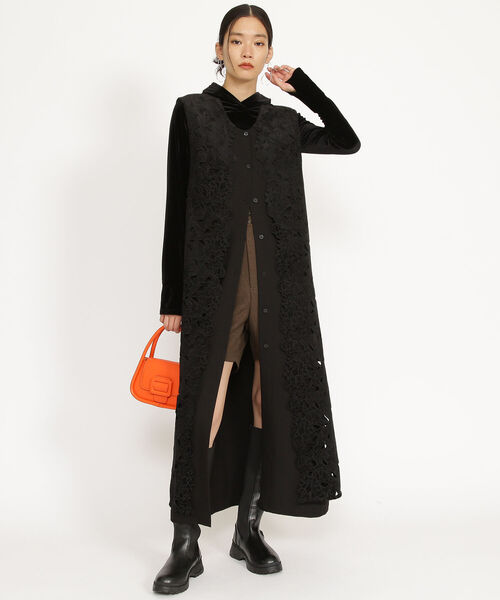 Ray BEAMS（レイビームス）の「Ray BEAMS / フロント レース ノースリーブ ワンピース（ワンピース・レディース・ブラック/ベージュ・0/1）」の2枚目の写真