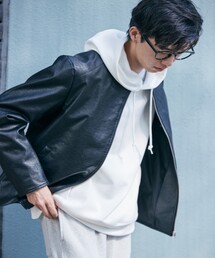 THE SHOP TK  | フェイクレザーシングルライダース(ブルゾン)