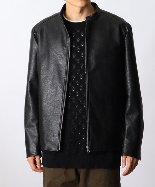 THE SHOP TK （ザ ショップ ティーケー ）の「◆フェイクレザーシングルライダース（ブルゾン・メンズ・ブラック/ダークブラウン・02/04/03/01/05）」の3枚目の写真