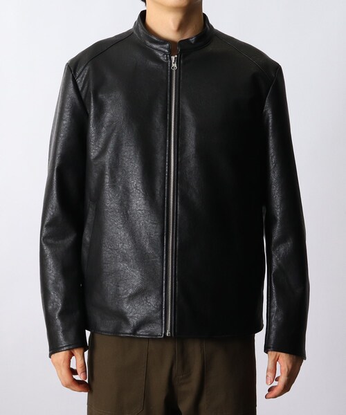 THE SHOP TK （ザ ショップ ティーケー ）の「◆フェイクレザーシングルライダース（ブルゾン・メンズ・ブラック/ダークブラウン・02/04/03/01/05）」の4枚目の写真