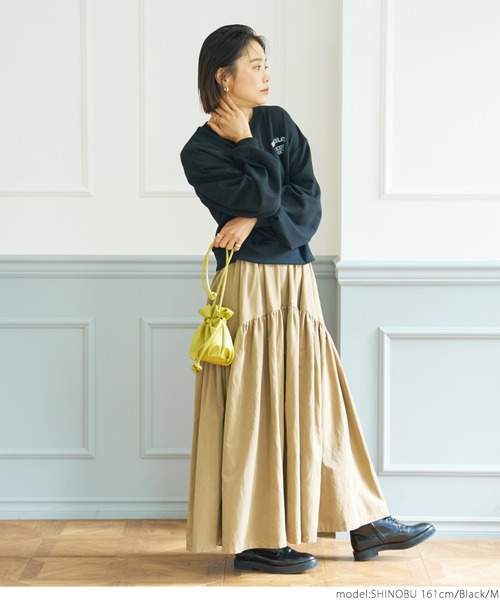 coca（coca）（コカ）の「ワンポイント刺繍裏毛スウェット（スウェット・レディース・ブラック/ライトグレー・M/L）」の4枚目の写真