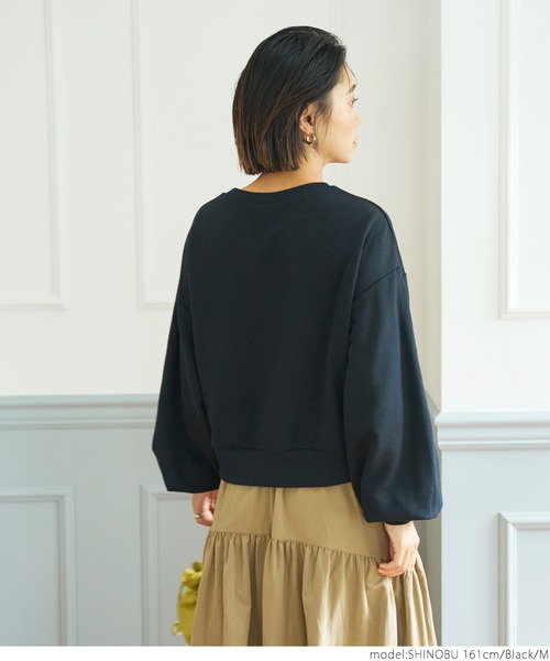 coca（coca）（コカ）の「ワンポイント刺繍裏毛スウェット（スウェット・レディース・ブラック/ライトグレー・M/L）」の6枚目の写真