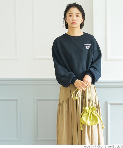 coca（coca）（コカ）の「ワンポイント刺繍裏毛スウェット（スウェット・レディース・ブラック/ライトグレー・M/L）」の7枚目の写真