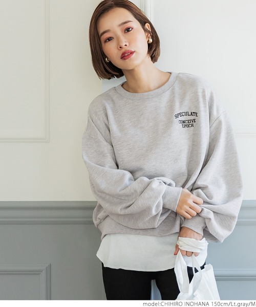 coca（coca）（コカ）の「ワンポイント刺繍裏毛スウェット（スウェット・レディース・ブラック/ライトグレー・M/L）」の8枚目の写真