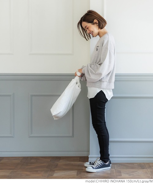 coca（coca）（コカ）の「ワンポイント刺繍裏毛スウェット（スウェット・レディース・ブラック/ライトグレー・M/L）」の9枚目の写真