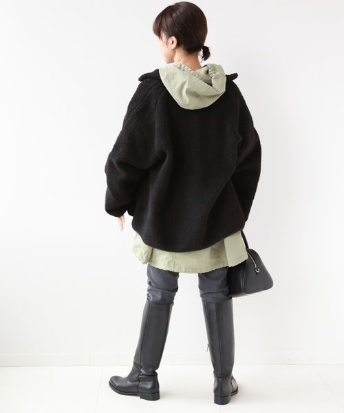 CHEVRE(シェーブル)の「別注【CHEVRE / シェーブル】*RELUME ボアコート(その他アウター・レディース・ブラック/チャコールグレー/アイボリー・FREE)」の4枚目の写真