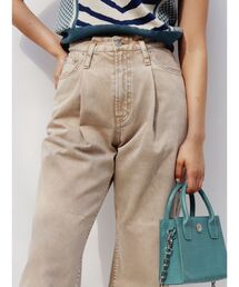 タックワイドデニムパンツ